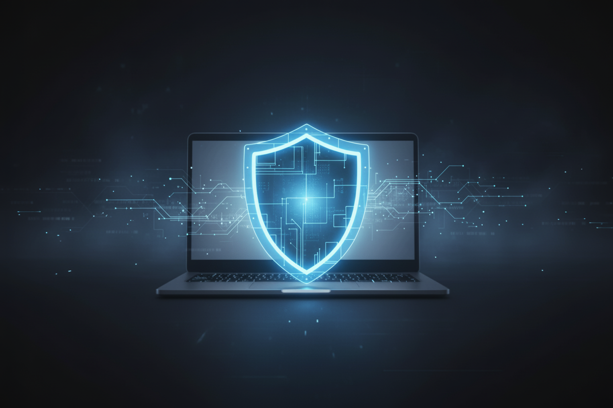 Laptop met digitaal schild